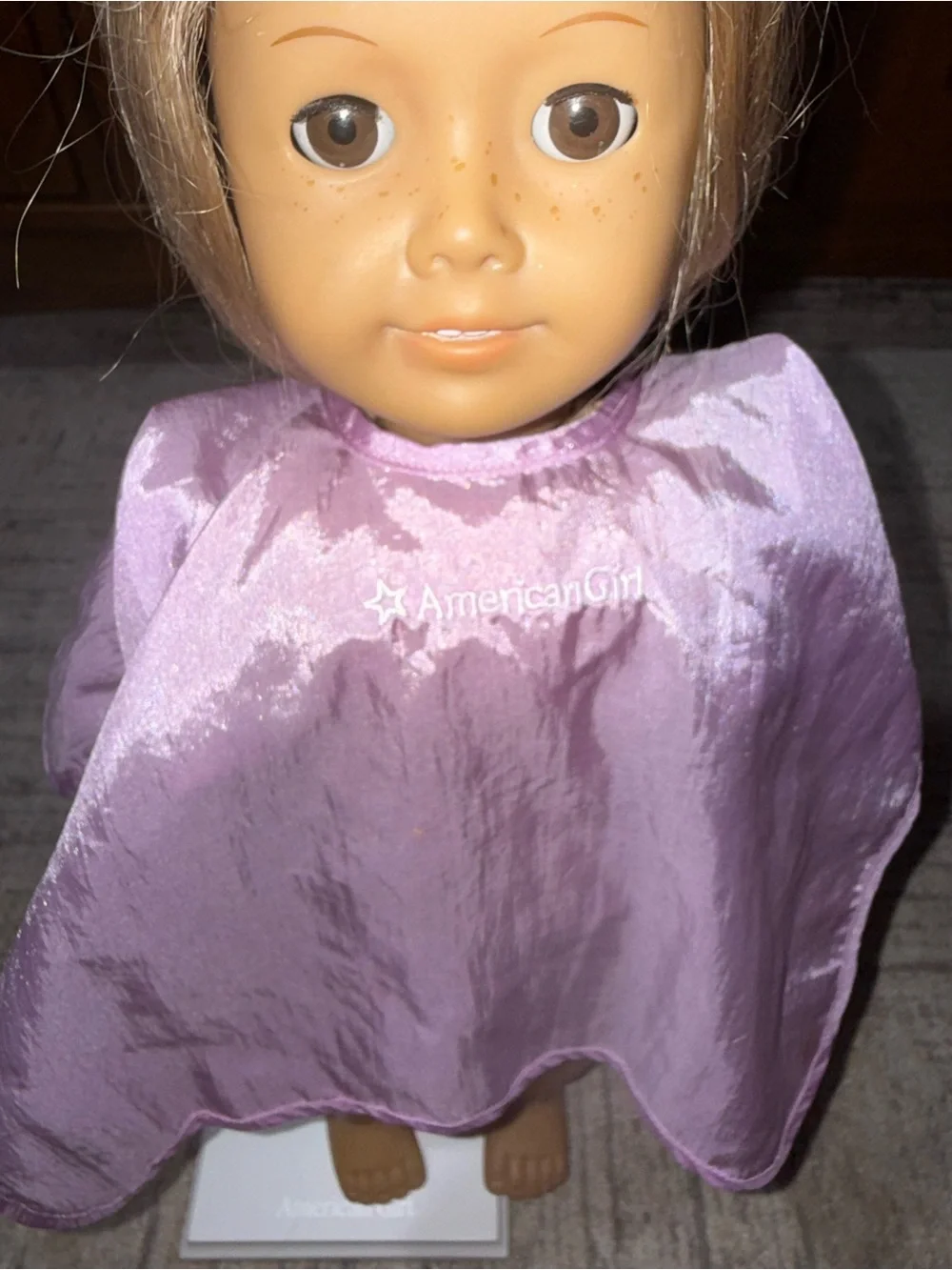 American Girl purple salon cape
